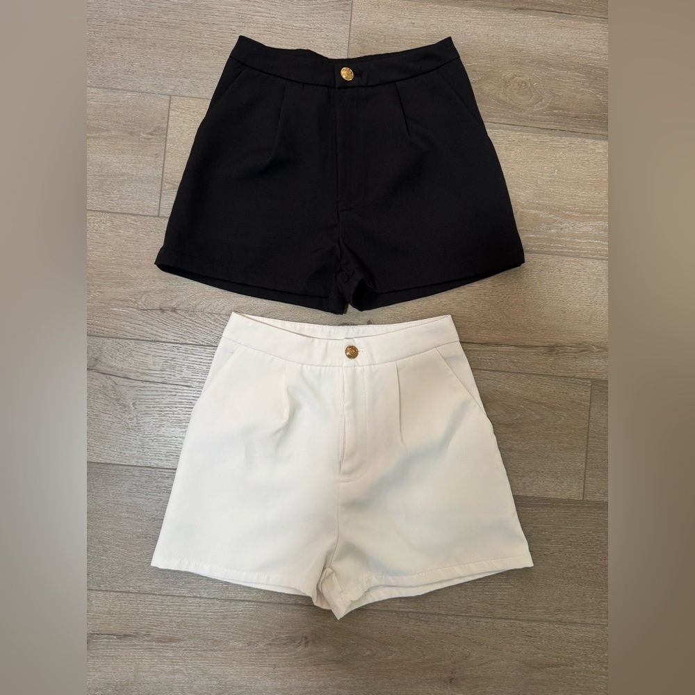 Women's Black and White Shorts
